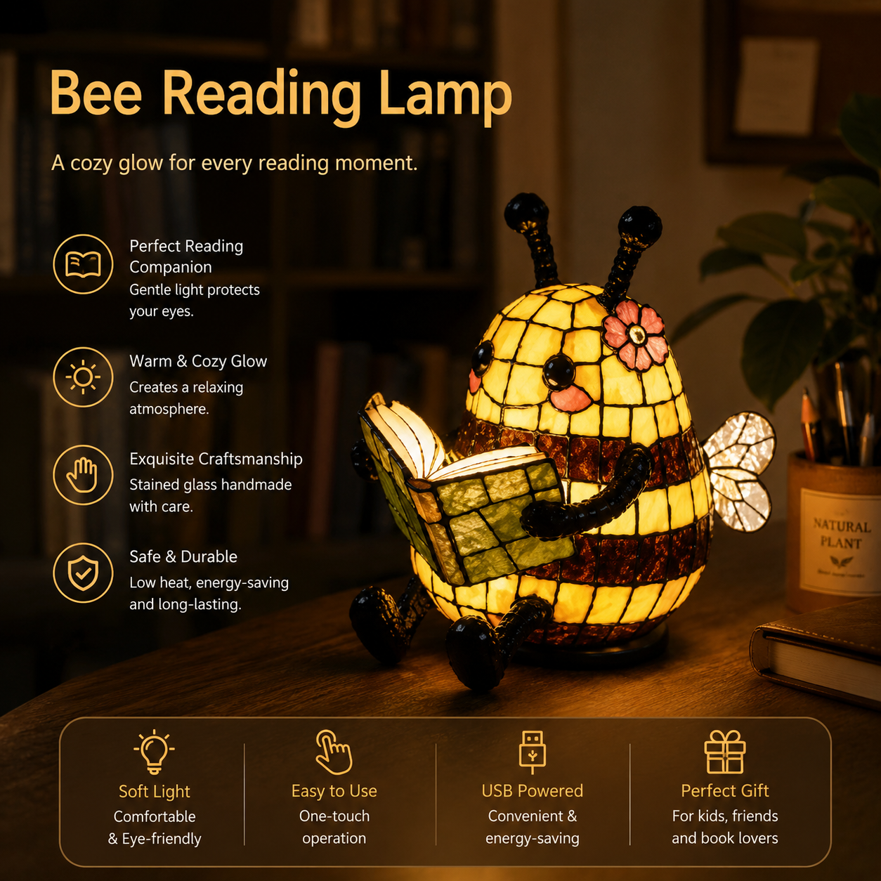 🐝📖 Bee Reading Light