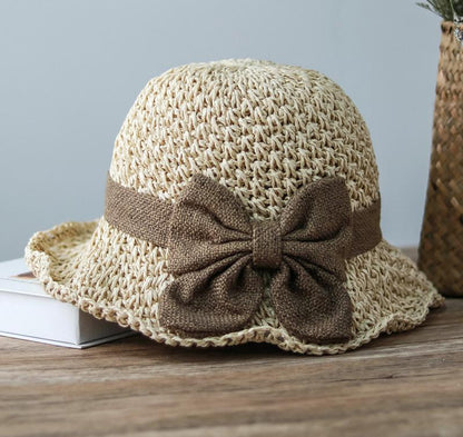 🔥✨Handmade Retro Bow Straw Hat | Foldable Ultra Breathable Summer Essential