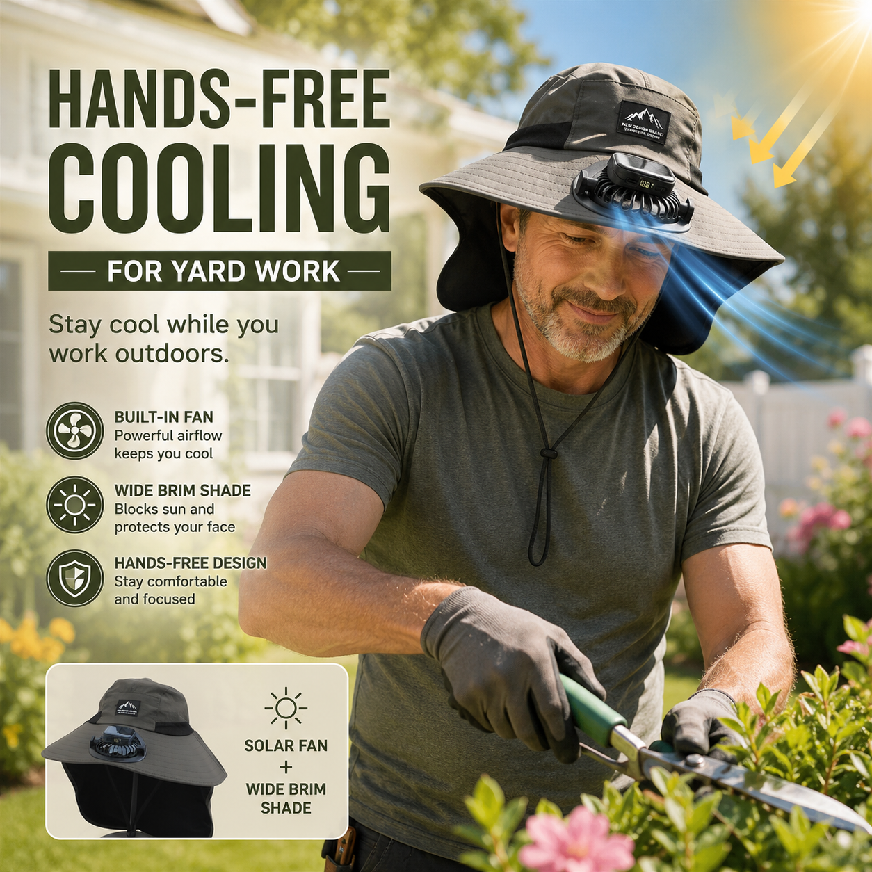 Solar Fan Sun Hat – Hands-Free Cooling for Hot Outdoor Days ☀🌬