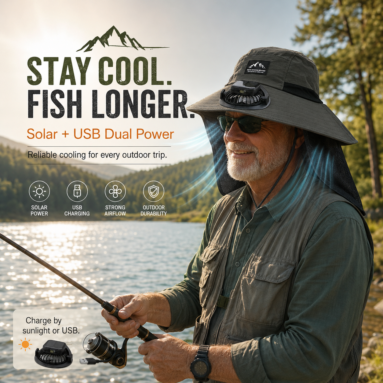 Solar Fan Sun Hat – Hands-Free Cooling for Hot Outdoor Days ☀🌬