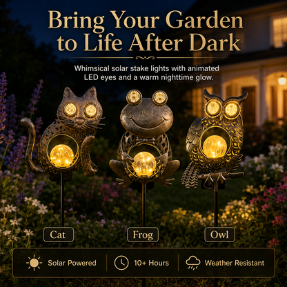 Dynamic Solar Animal Garden Stake Light 🐸🐱🦉