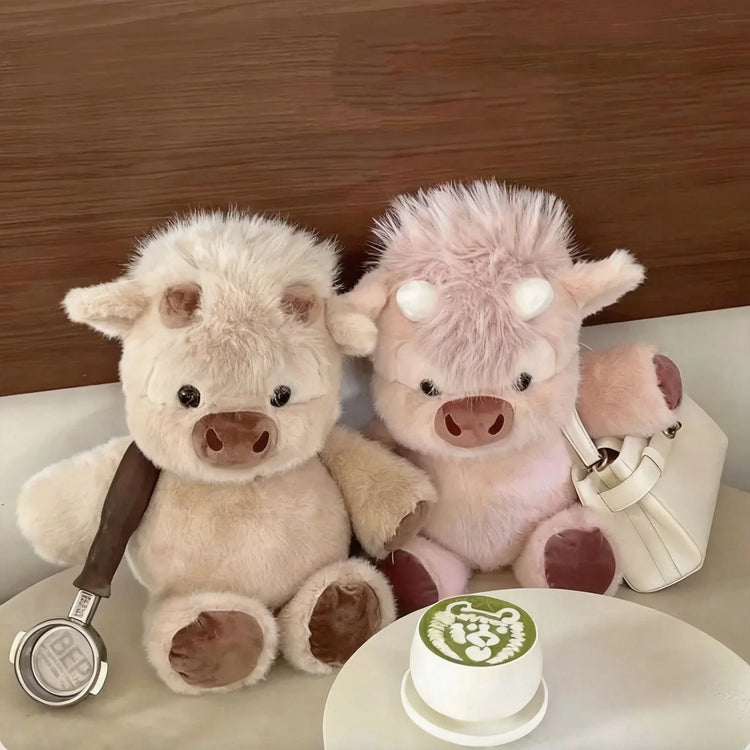 Cute Running Scottish Highland Cow Stuffed Animal