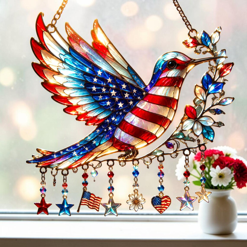 🐦Patriotic Hummingbird - Suncatcher With Charm