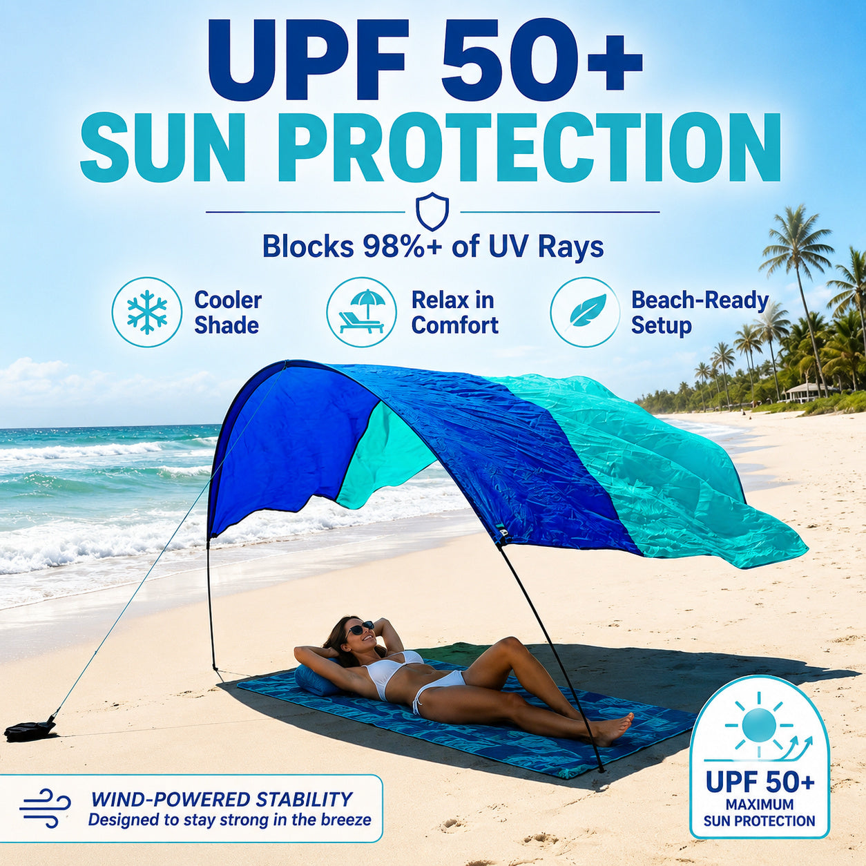 Wind‑Powered Beach Tent Shade Canopy