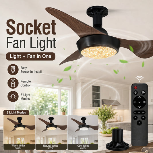 Socket Fan Light with Remote