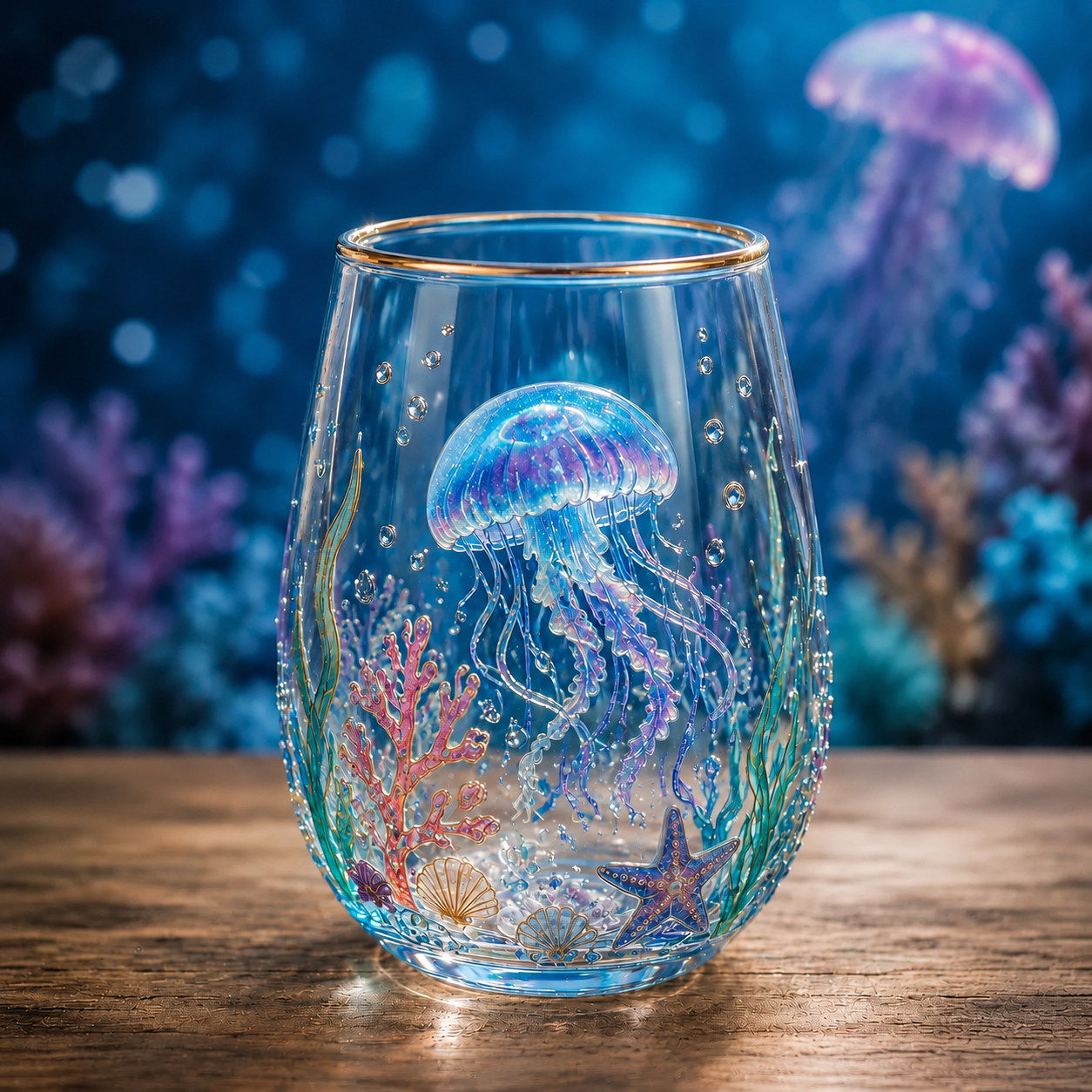 Ocean-Inspired Embossed Glass Cup 🌊