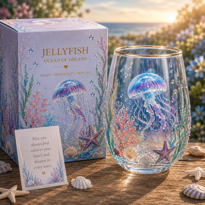 Ocean-Inspired Embossed Glass Cup 🌊