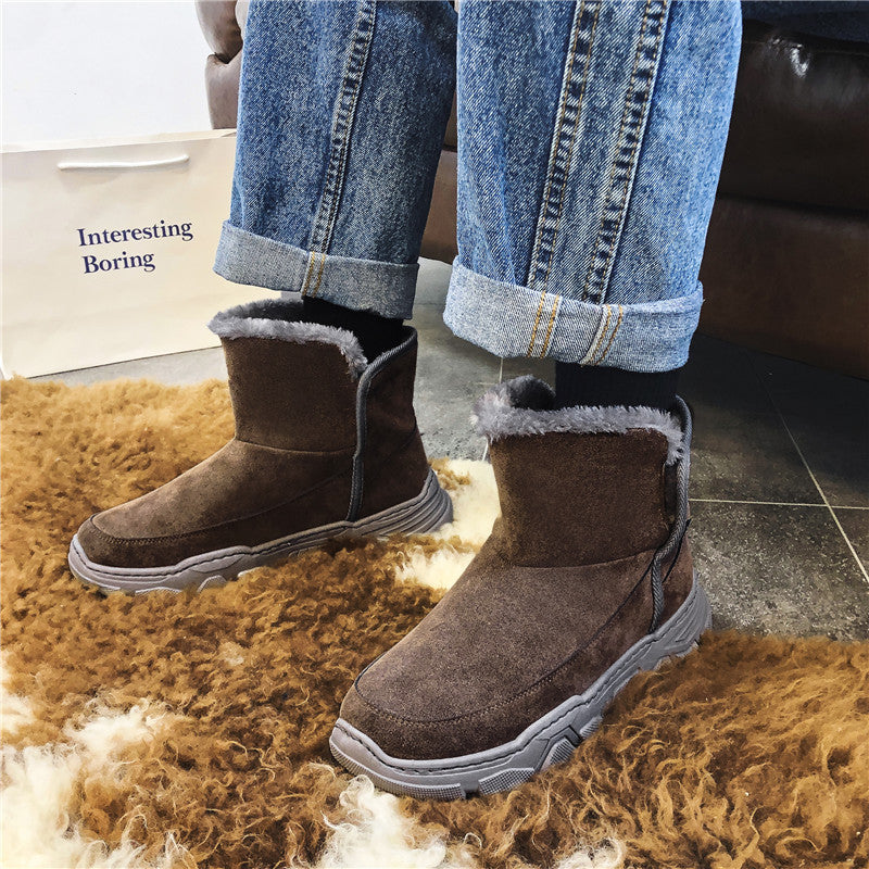Men's Winter Comfy Soft Suede Fabric Warm Lining Wearable Snow Boots