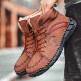 Men's Winter Hand Stitching Leather Ankle Boots
