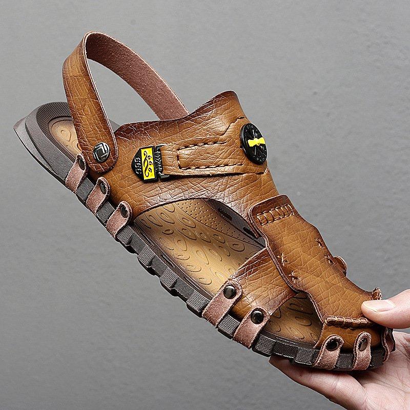 Men Summer Micro Leather Daily Sandals