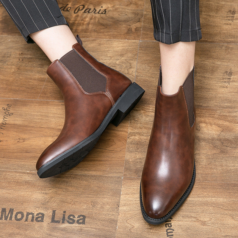 Men's Winter Vintage Casual Slip-On Warm Mid Calf Chelsea Boots