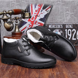 Men's Winter Warm Plush Lined Lace Up Casual Leather Ankle Boots