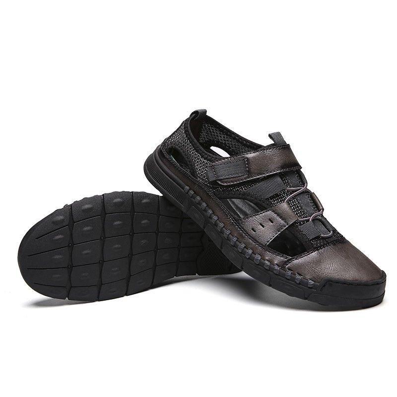 Men Comfy Flat Heel Summer Leather Sandals