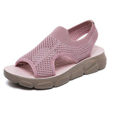 Plus Size Women Summer Knitted Fabric Thick Sole Sandals