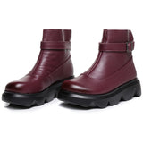 Women's Winter Roundhead Genuine Leather Chelsea Ankle Boots