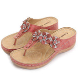 Women Flowers Thong Thick Sole Sandals