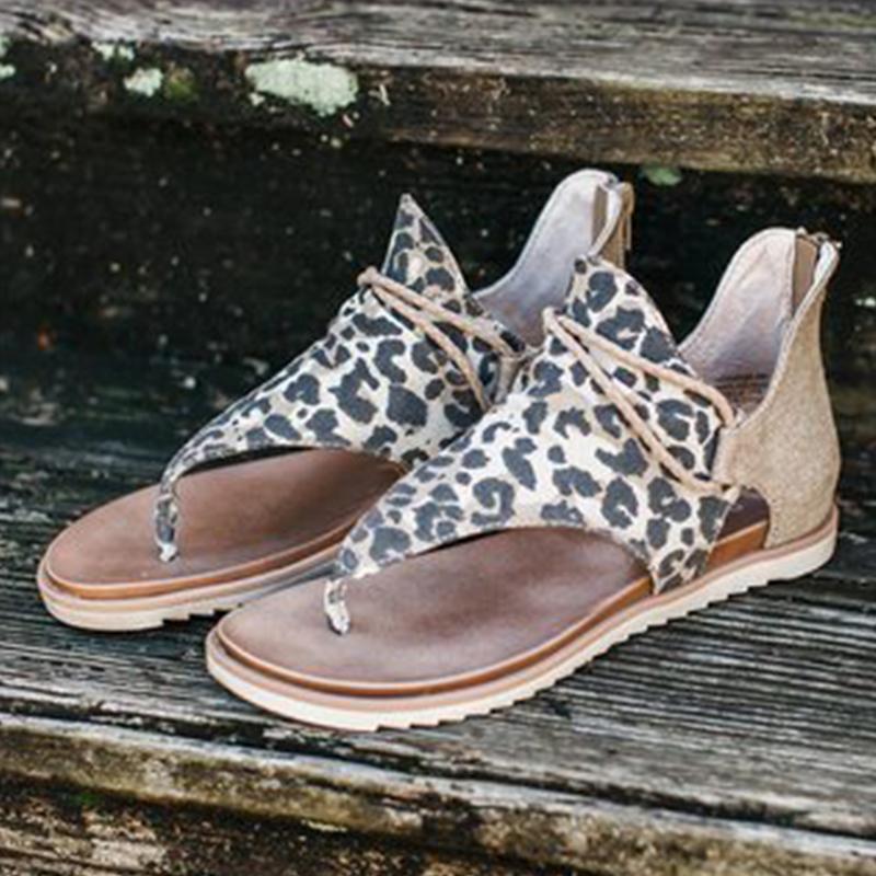 Women's Leopard Print Flat Sandals
