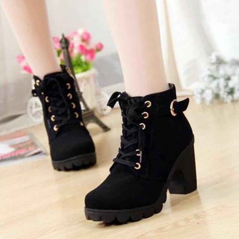 Women's New Fashion High Heeled Thick Heeled Casual Martin Boots