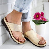 Women Orthopedic Bunion Corrector Sandals Comfy Platform Flat Leather Shoes