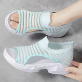 Women Summer Knitted Fabric Open Toe Sandals