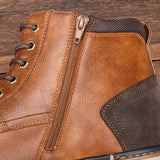 Men Side Zipper Lace-up Splicing Warm Boots