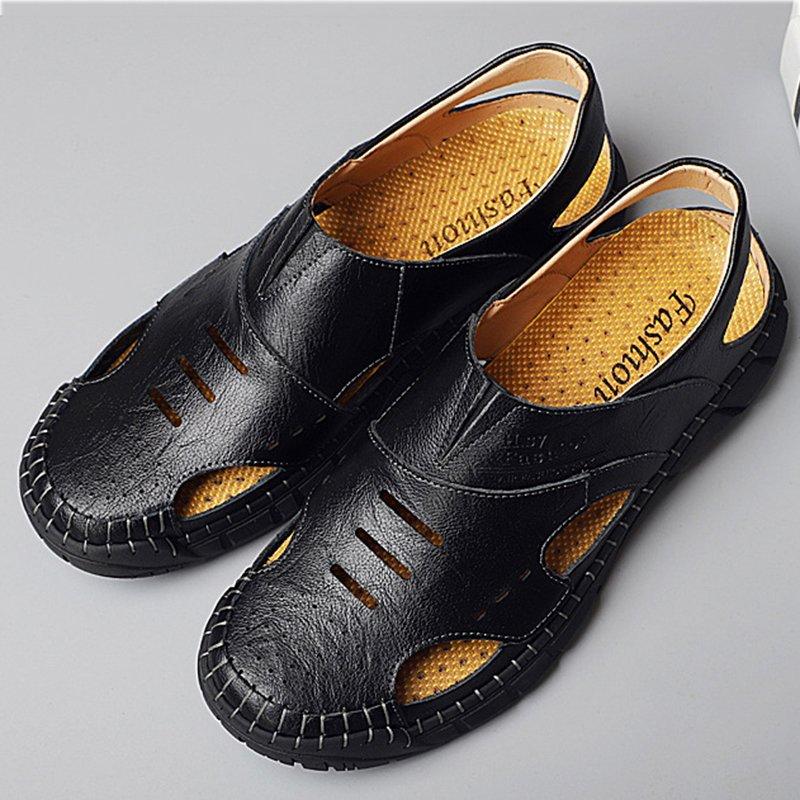 Men Summer Cowhide Leather Daily Sandals