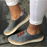 Women's Fashion Casual Hollow-Out Round Toe Slip Shoes Flat Sneakers