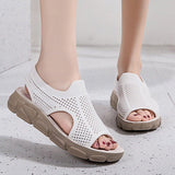 Plus Size Women Summer Knitted Fabric Thick Sole Sandals