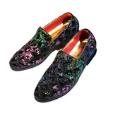 Men Stylish Floral Sequins Printing Casual Loafers Shoes