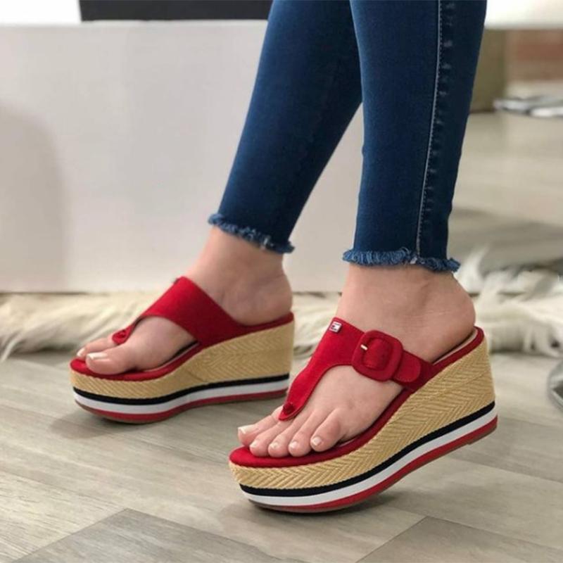 Women‘s Fashion Soft Slope Heel Slippers