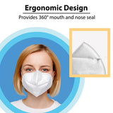 N95 Mask, (FDA Registered) Face Mask for at least 95% filtration efficiency against non-oil-based particles and aerosols (6-Pack)