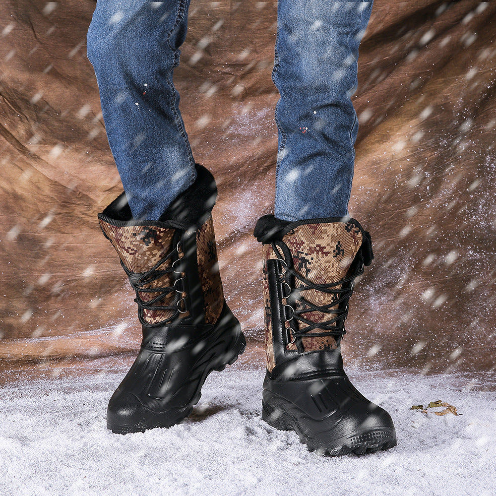 Men's Winter Waterproof High Top Camouflage Anti-Skid Snow Boots