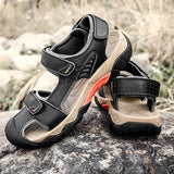 Men's Outdoor Cowhide Leather Flat Sandals