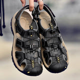 Men's Summer Daily Cowhide Leather Flat Heel Sandals
