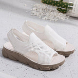 Plus Size Women Summer Knitted Fabric Thick Sole Sandals