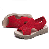 Plus Size Women Summer Knitted Fabric Thick Sole Sandals