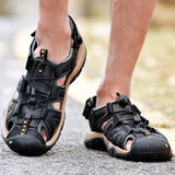 Men's Summer Daily Cowhide Leather Flat Heel Sandals