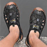 Men Outdoor Non-slip Hole Shoes Mesh Elastic Band Water Sandals
