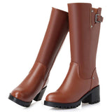 Women's Winter Genuine Leather Motorcycle Boots