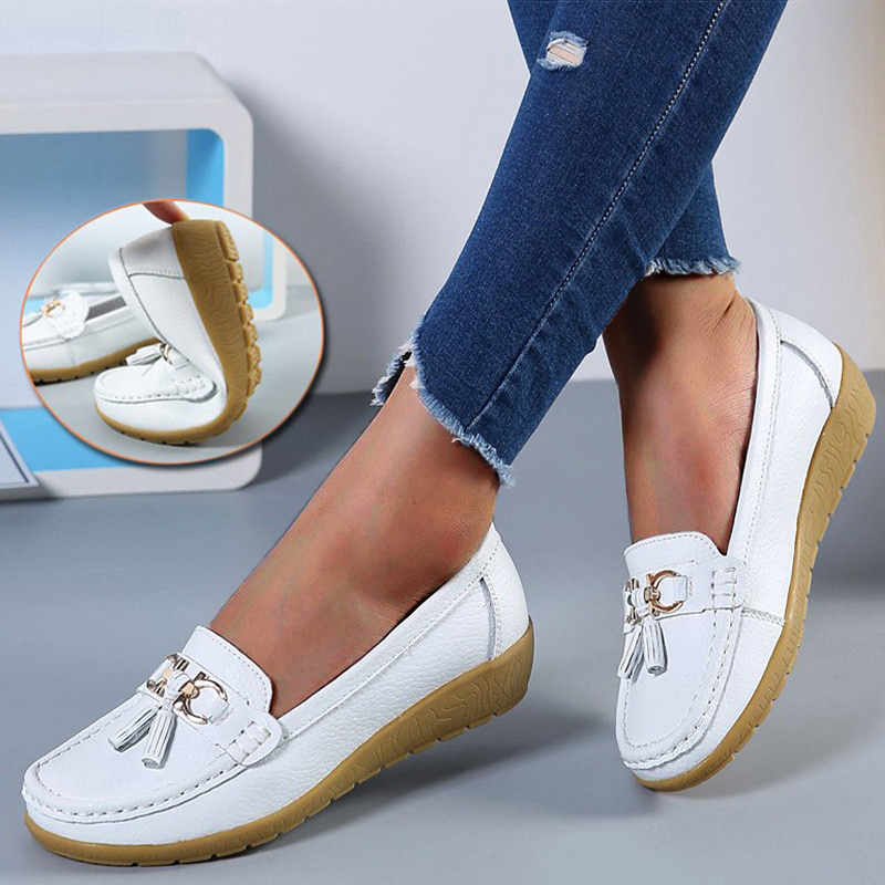 Women's Flats Ballet Leather Breathable Casual Shoes