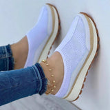Ladies Fly Knit Breathable Comfortable Mesh Flat Slippers