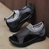 Women Daily Summer Flat Knit Fabric Athletic Sandals