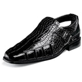 Men Casual Crocodile Print Leather Fisherman Sandals