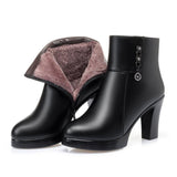 Women's Fashion Shoes Ladies High Heel Side Zipper Ankle Boots