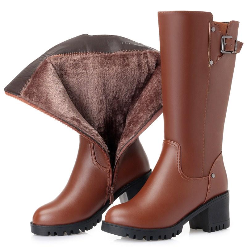Women's Winter Genuine Leather Motorcycle Boots