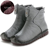 Women's Winter Flat Snow Shoes Vintage Booties Martin Boots