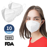 N95 Mask, (FDA Registered) Face Mask for at least 95% filtration efficiency against non-oil-based particles and aerosols (10-Pack)