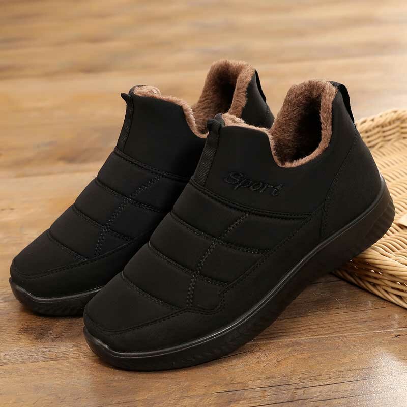 Men's Winter Casual Slip-On Waterproof Cloth Stripe Ankle Boots