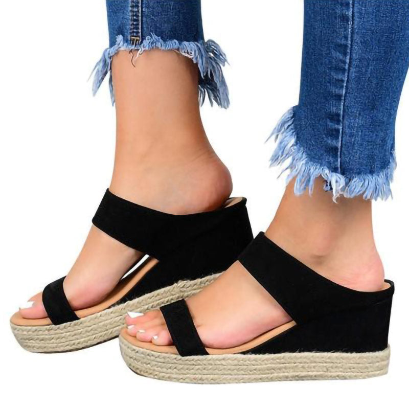 Womens Platform Wedge Sandals High Heel Slip-on Open Toe Slides