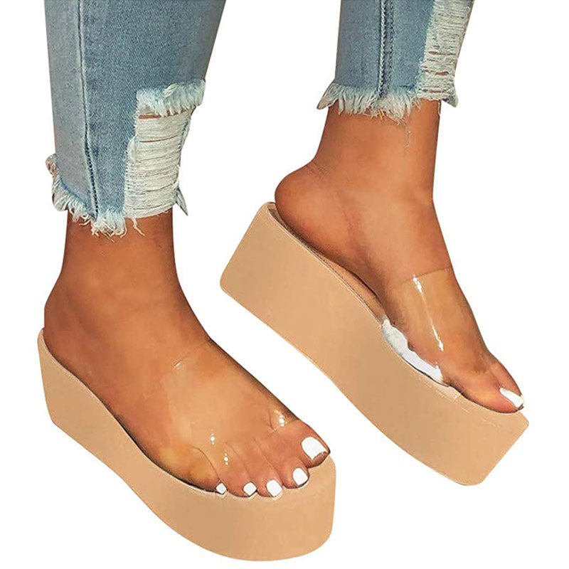 Women Summer Clear Strap Sandals Platform Slippers